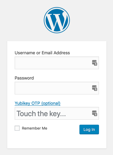 WordPress login with YubiKey OTP fields