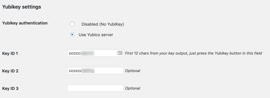 YubiKey user configuration