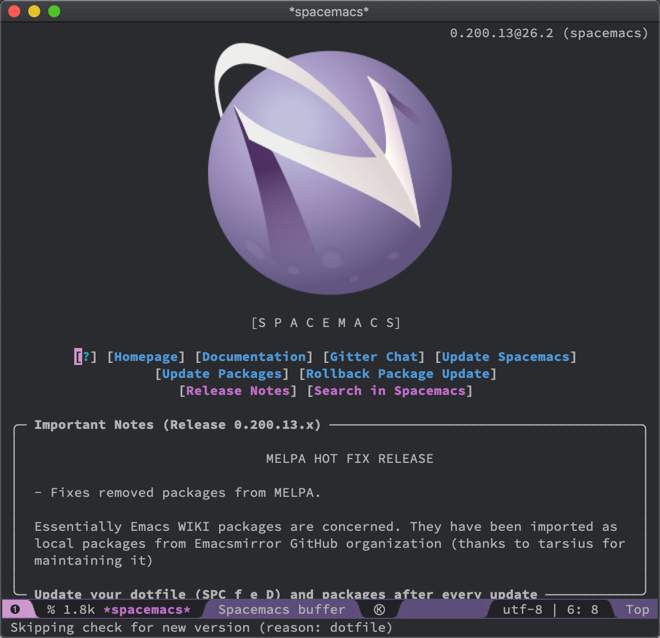 Spacemacs screenshot